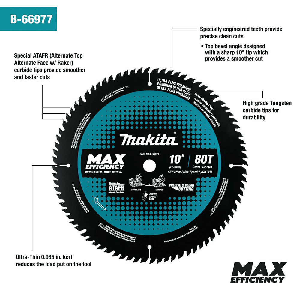 10" x 80 Teeth Cross-Cut Max Efficiency Miter Saw Blade Alt 2 - Image