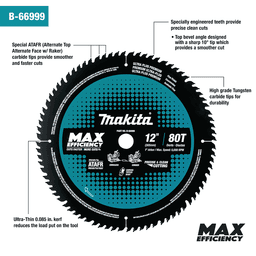 12" x 80 Teeth Carbide-Tipped Max Efficiency Miter Saw Blade Alt 2 - Image