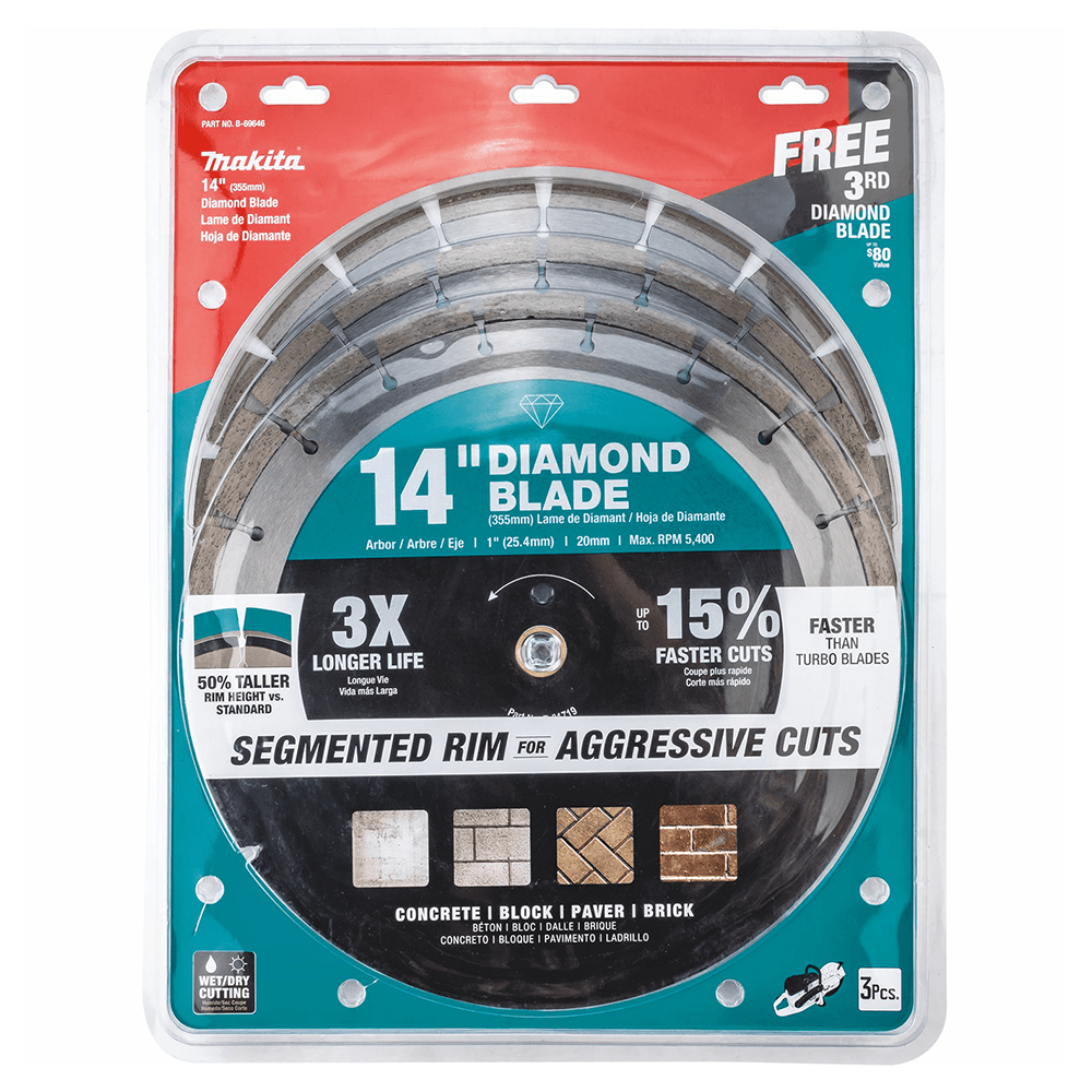14" Segmented General Purpose Diamond Blade, Contractor (3/Pack) Alt 2 - Image