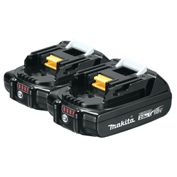 Makita 18V lithium-ion battery with integrated LED charge level indicator