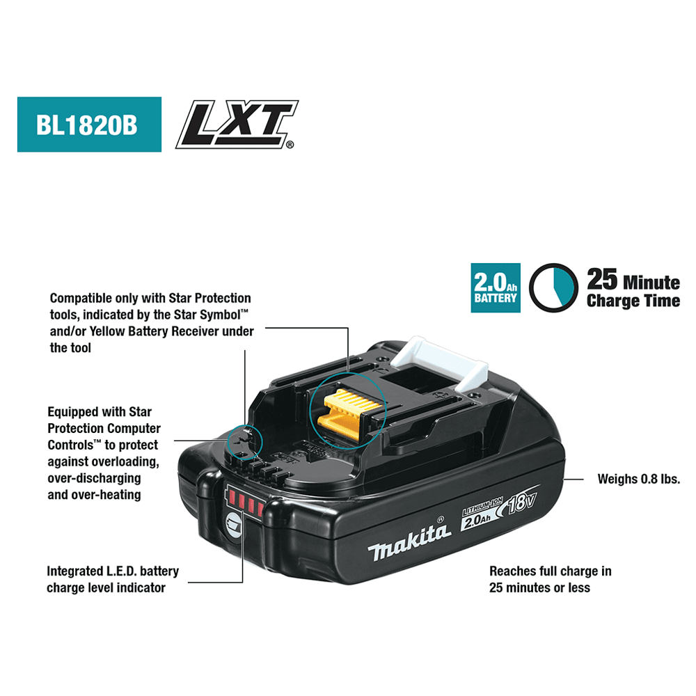 18V LXT Compact Lithium-Ion 2.0 Ah Battery Alt 2 - Image