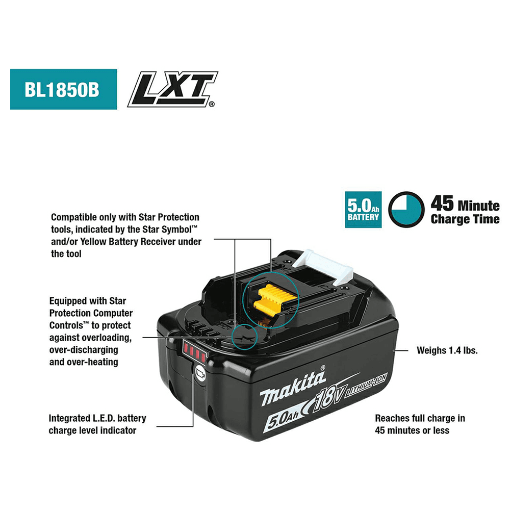 18V LXT Lithium-Ion 5.0AH Battery Alt 3 - Image
