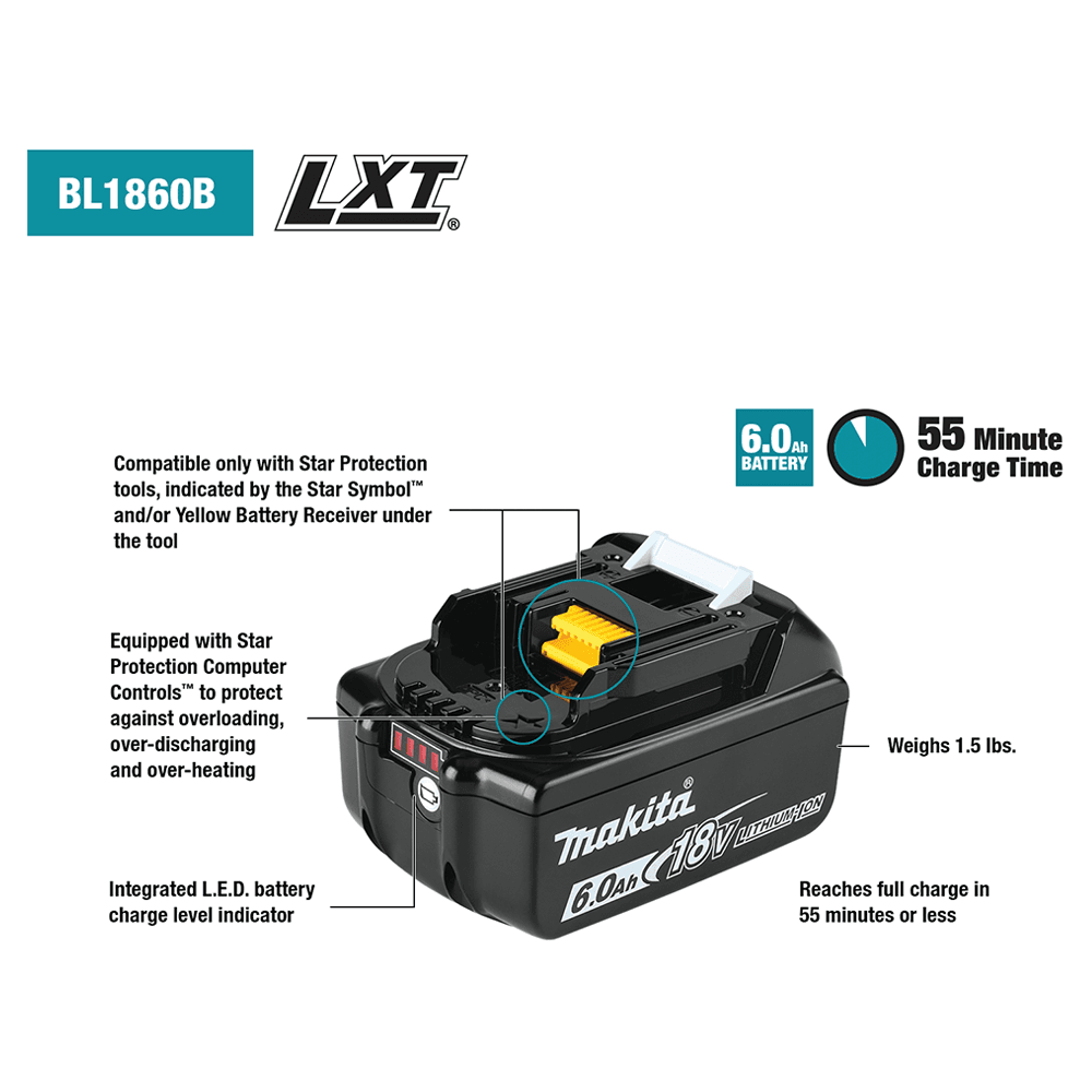 18V LXT Lithium-Ion 6.0 Ah Battery Alt 2 - Image