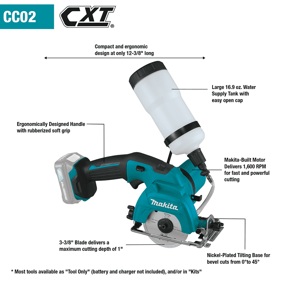12V max CXT Lithium-Ion Cordless 3-3/8" Tile/Glass Saw Kit (2.0Ah) Alt 2 - Image