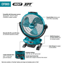 17‑3/4" 40V max XGT / 18V LXT Cordless/Corded Fan Alt 1 - Image