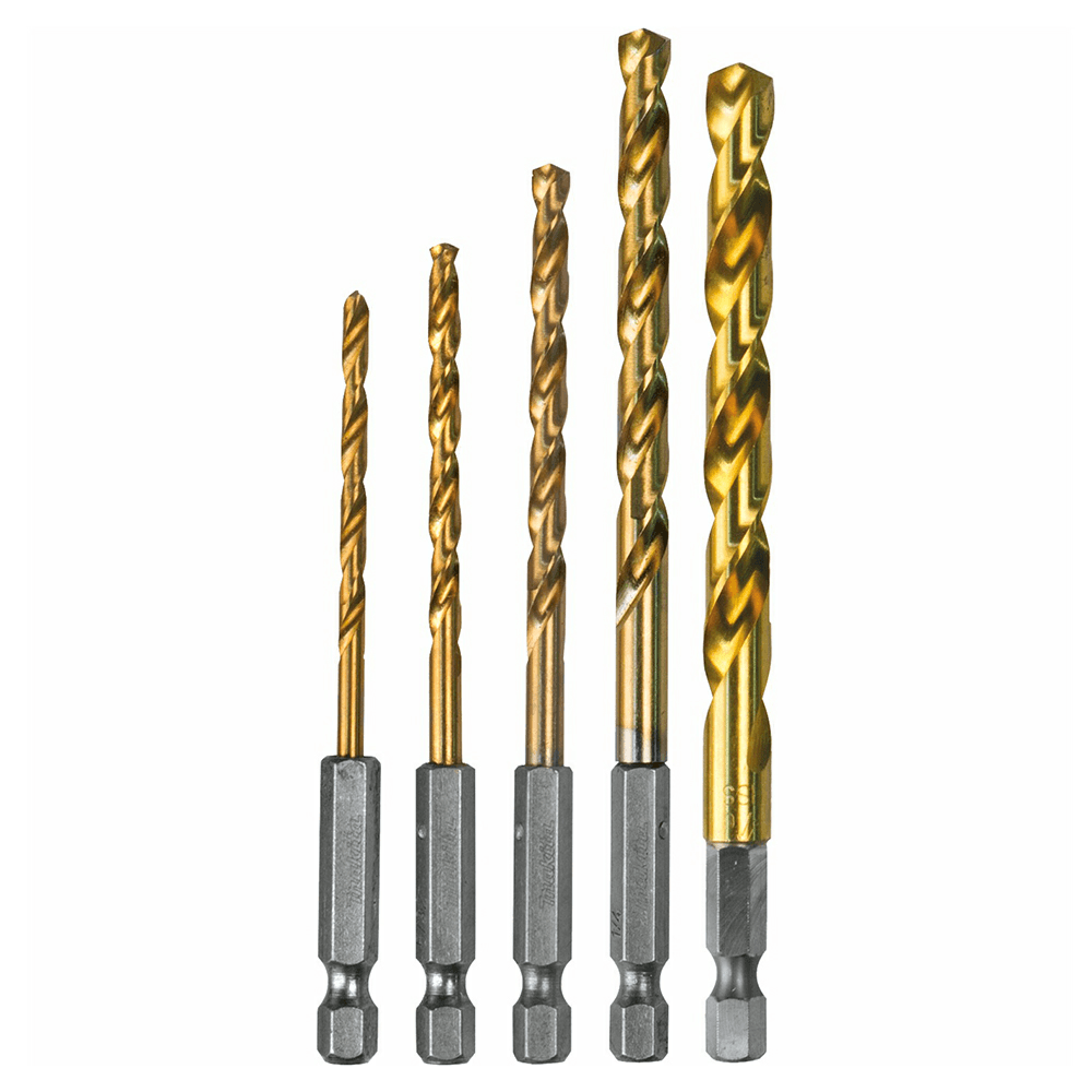 5-Piece Titanium Coated Drill Bit Set, 1/4" Shank Main - Image