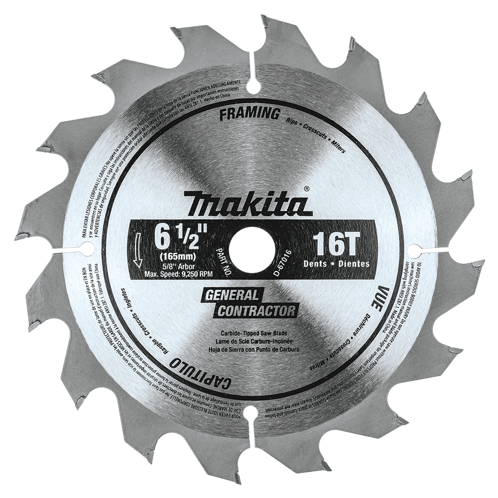 6-1/2" x 16 Teeth Cross-Cut/Rip/Plunge Circular Saw Blade Main - Image