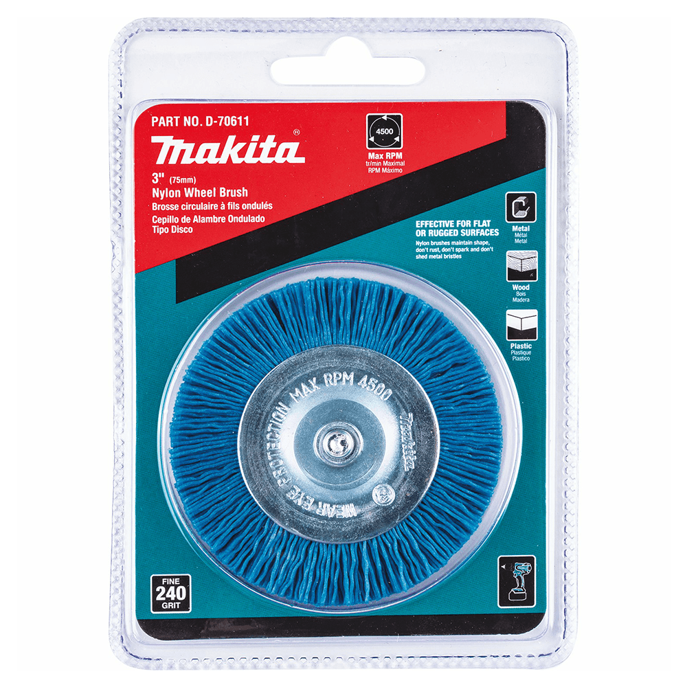 3" 240 Grit Nylon Brush Wheel Alt 1 - Image
