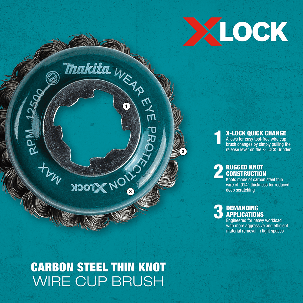 3-1/8" X-Lock Carbon Steel Knot Thin Wire Cup Brush Alt 3 - Image