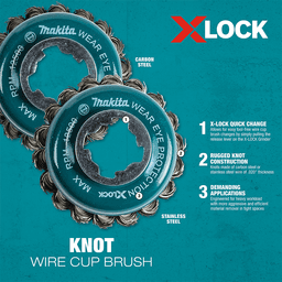 3-1/8" X-Lock Carbon Steel Knot Wire Cup Brush Alt 3 - Image