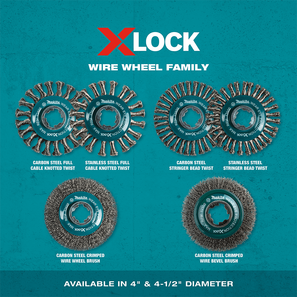 4-1/2" X-Lock Carbon Steel Stringer Bead Twist Wire Wheel Alt 4 - Image