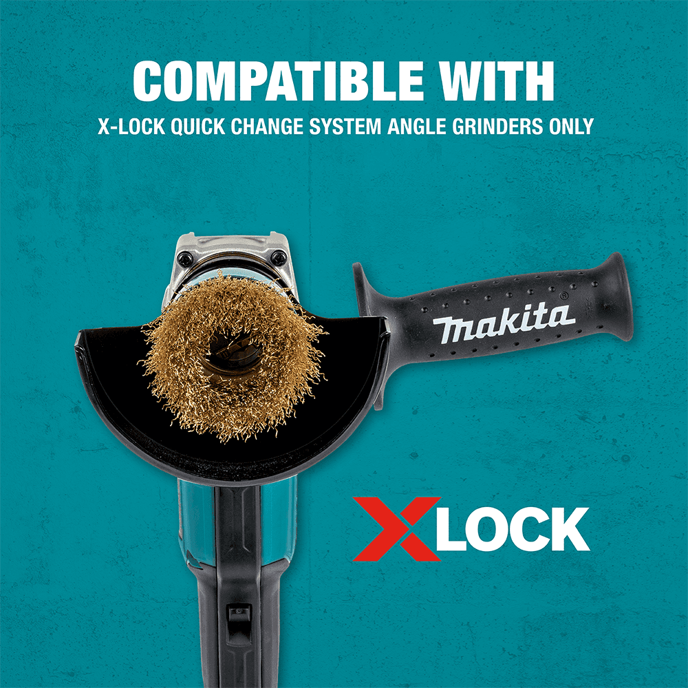 3" X-Lock Brass Coated Carbon Steel Crimped Wire Cup Brush Alt 2 - Image