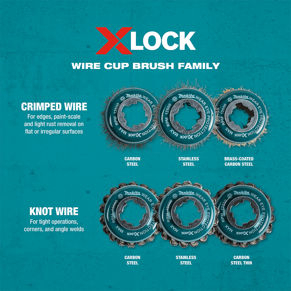 3" X-Lock Brass Coated Carbon Steel Crimped Wire Cup Brush Alt 3 - Image