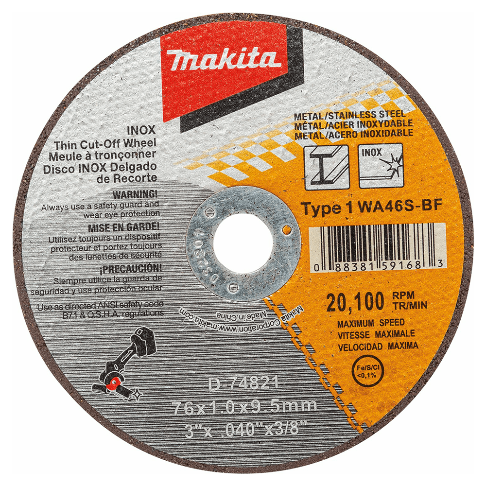 3" Type 1 General Purpose 46 Grit Thin Cut-Off Wheel for Metal/Stainless Steel Cutting (5/Pack) Alt 1 - Image