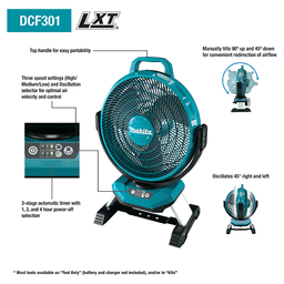 13" Fan 18V LXT Lithium‑Ion Cordless/Corded, Tool Only Alt 1 - Image