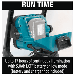 Makita work light with adjustable knobs and battery or corded operation