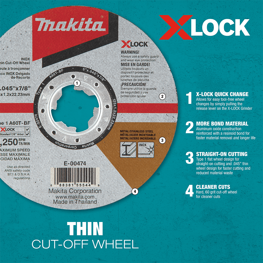 4-1/2" Type 1 General Purpose 60 Grit Thin Cut-Off Wheel for Metal/Stainless Steel Cutting, Aluminum Oxide Alt 2 - Image