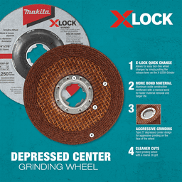 5" X-LOCK Type 27 General Purpose 36 Grit Abrasive Grinding Wheel for Metal/Stainless Steel Grinding Alt 2 - Image