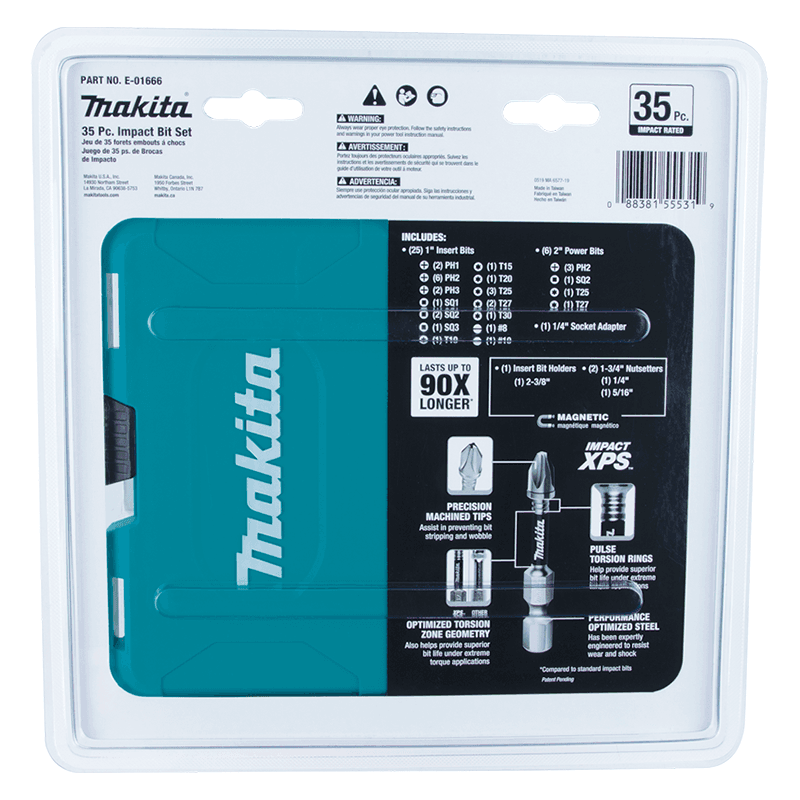 Makita Impact XPS 35 Piece Bit Set - Precision Machined Tips and Torsion Rings for Improved Performance and Life