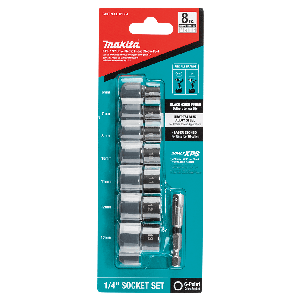 8-Piece 6-Point Metric Impact Socket Set with Standard Impact XPS Socket Adapter Alt 1 - Image