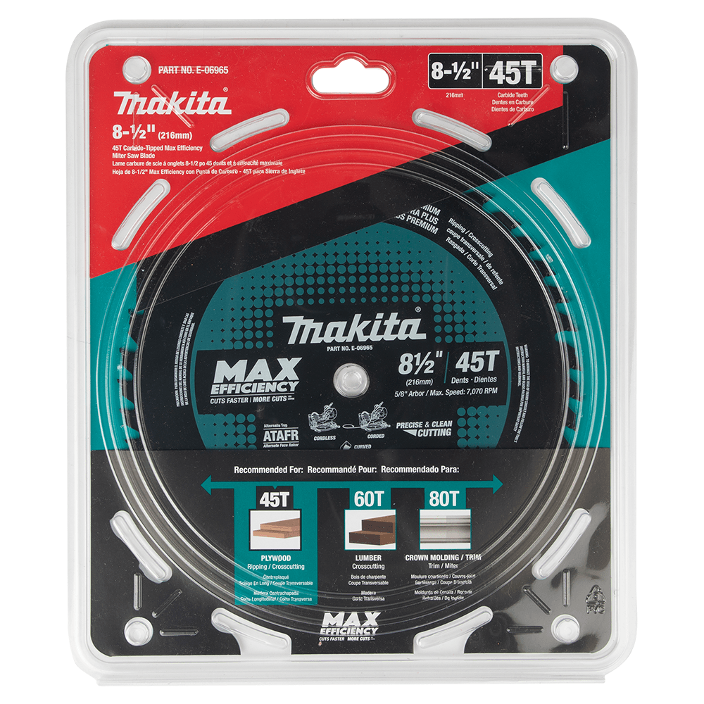 8-1/2" x 45 Teeth Carbide-Tipped Max Efficiency Miter Saw Blade Alt 1 - Image