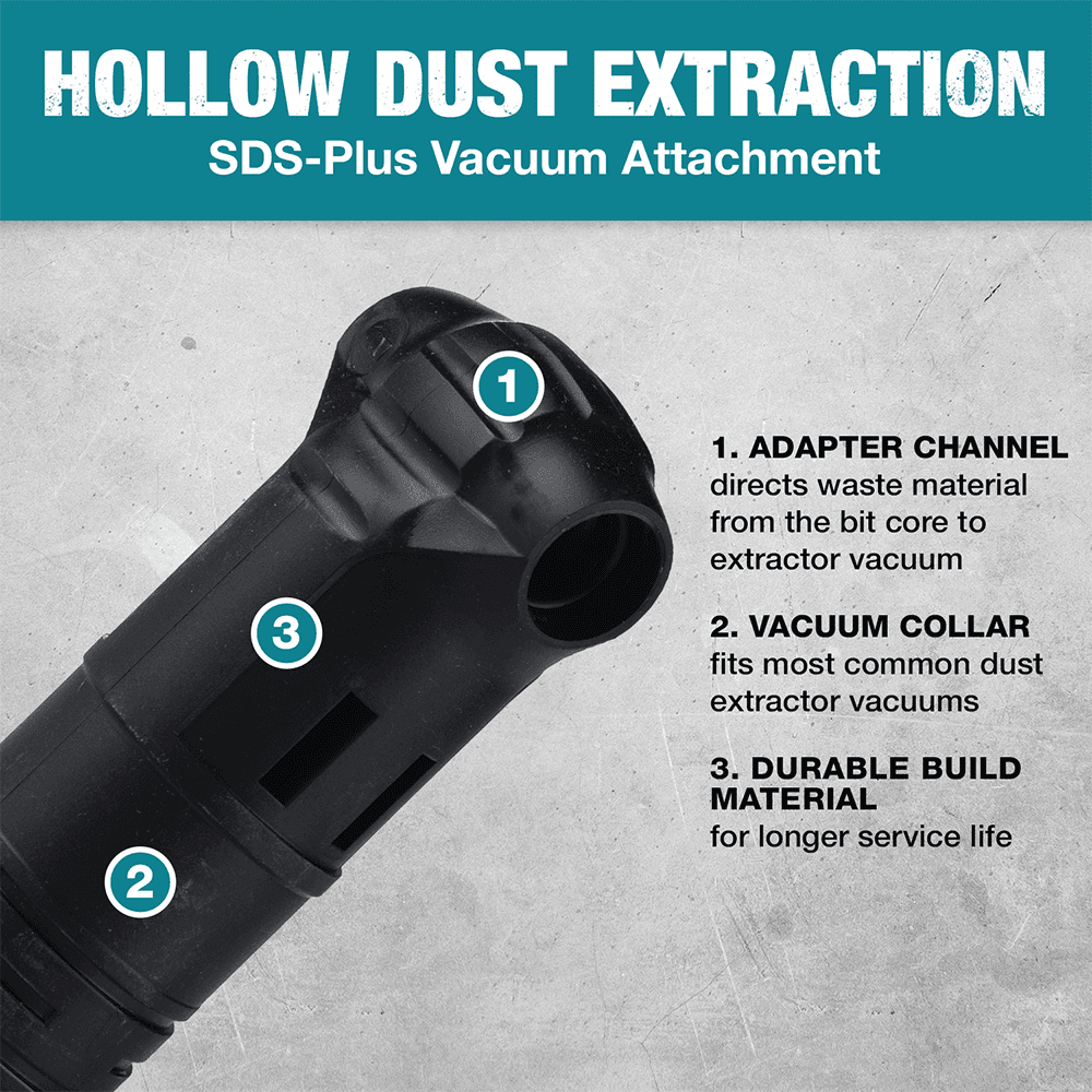 Vacuum Attachment for SDS-Plus Hollow Dust Extraction Drill Bit Alt 10 - Image