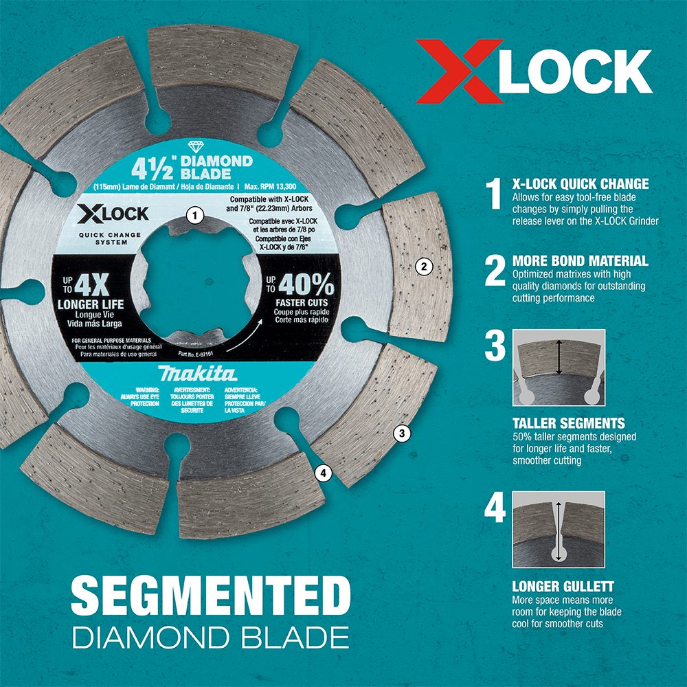 5" X-Lock Segmented Diamond Blade for Masonry Cutting Alt 3 - Image
