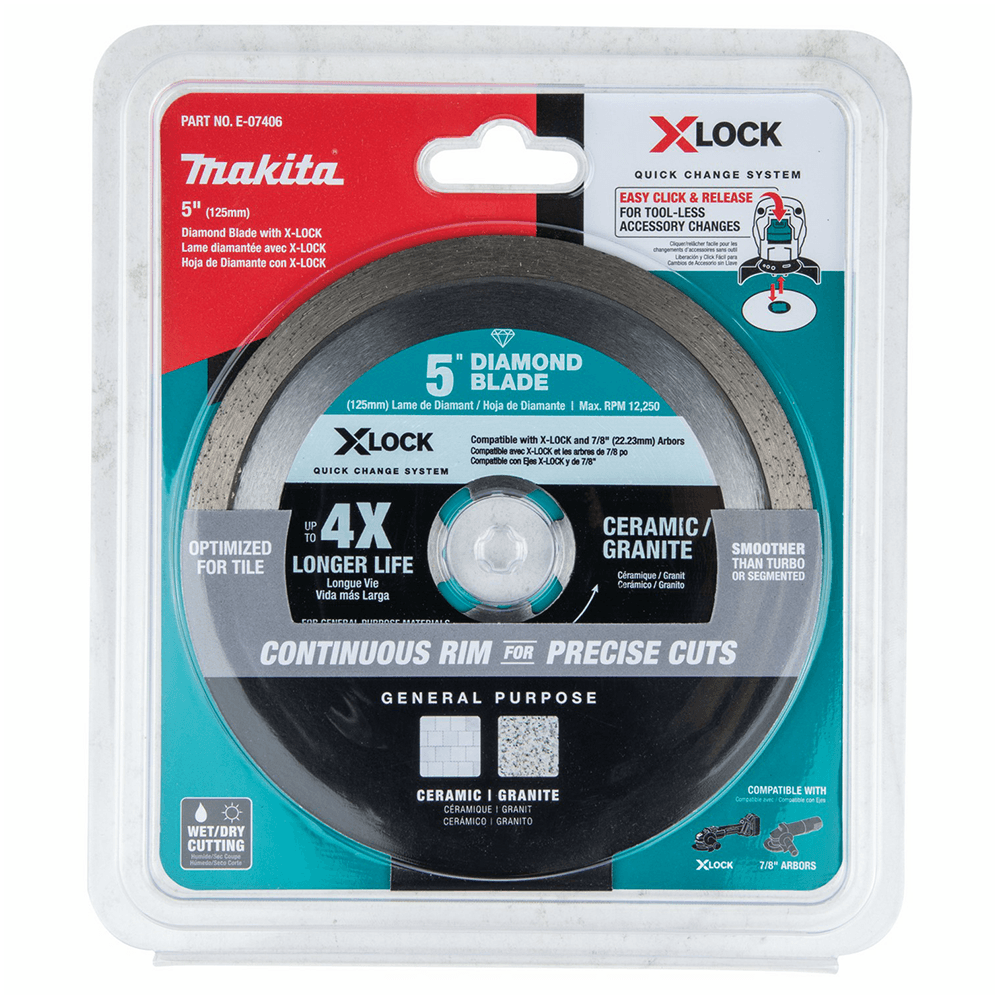 5" X-Lock Continuous Rim Diamond Blade for Ceramic/Granite Cutting Alt 1 - Image