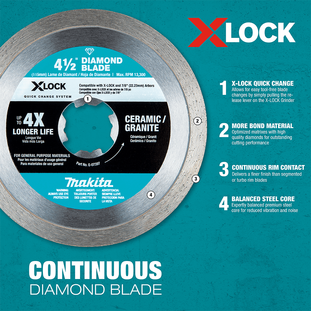 5" X-Lock Continuous Rim Diamond Blade for Ceramic/Granite Cutting Alt 5 - Image