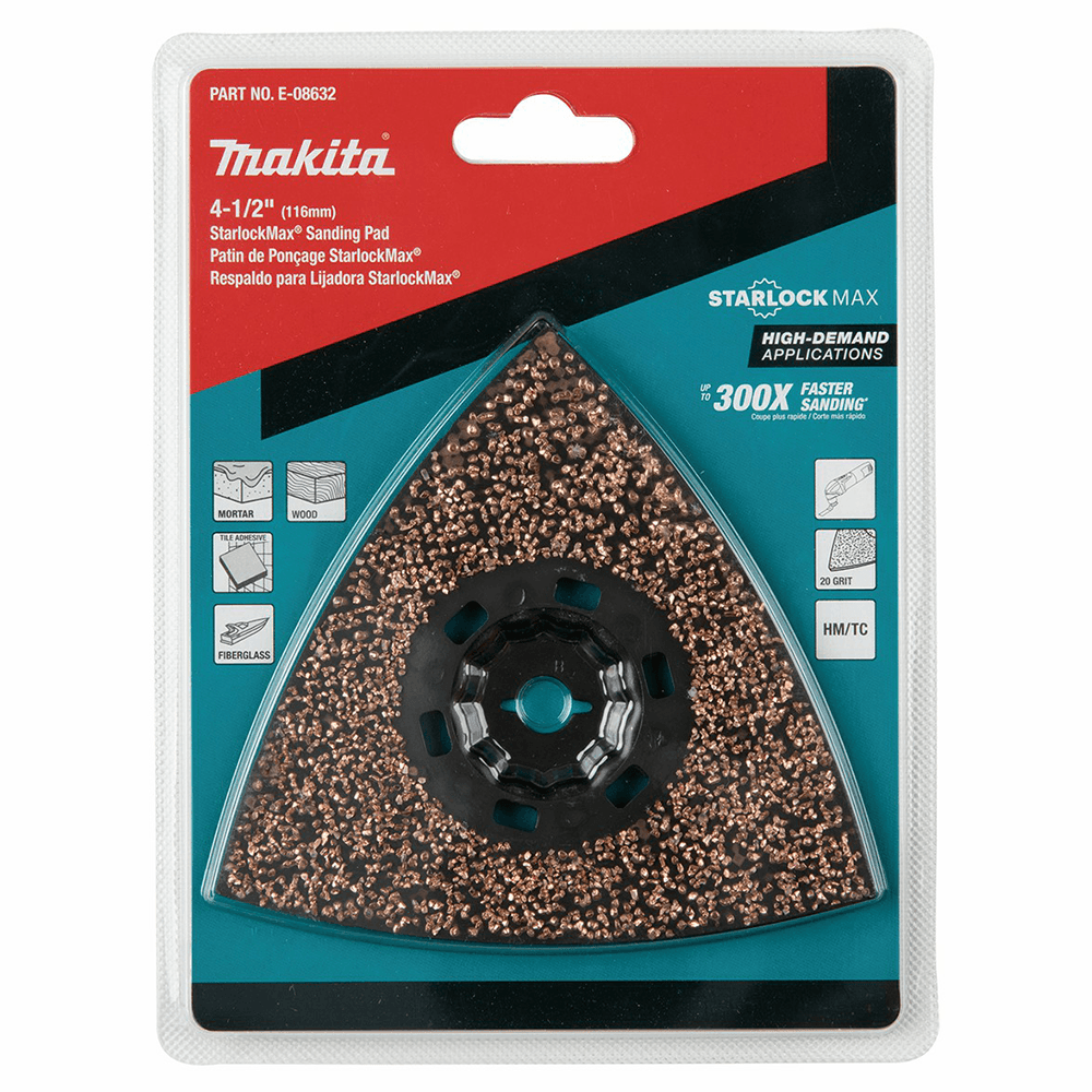 4-1/2" StarlockMax 20 Grit Oscillating Multi-Tool Tungsten Carbide Delta Triangle Sanding Pad Alt 2 - Image