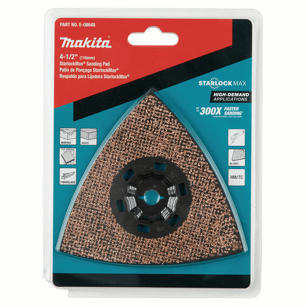 4-1/2" StarlockMax 40 Grit Oscillating Multi-Tool Tungsten Carbide Delta Triangle Sanding Pad Alt 2 - Image