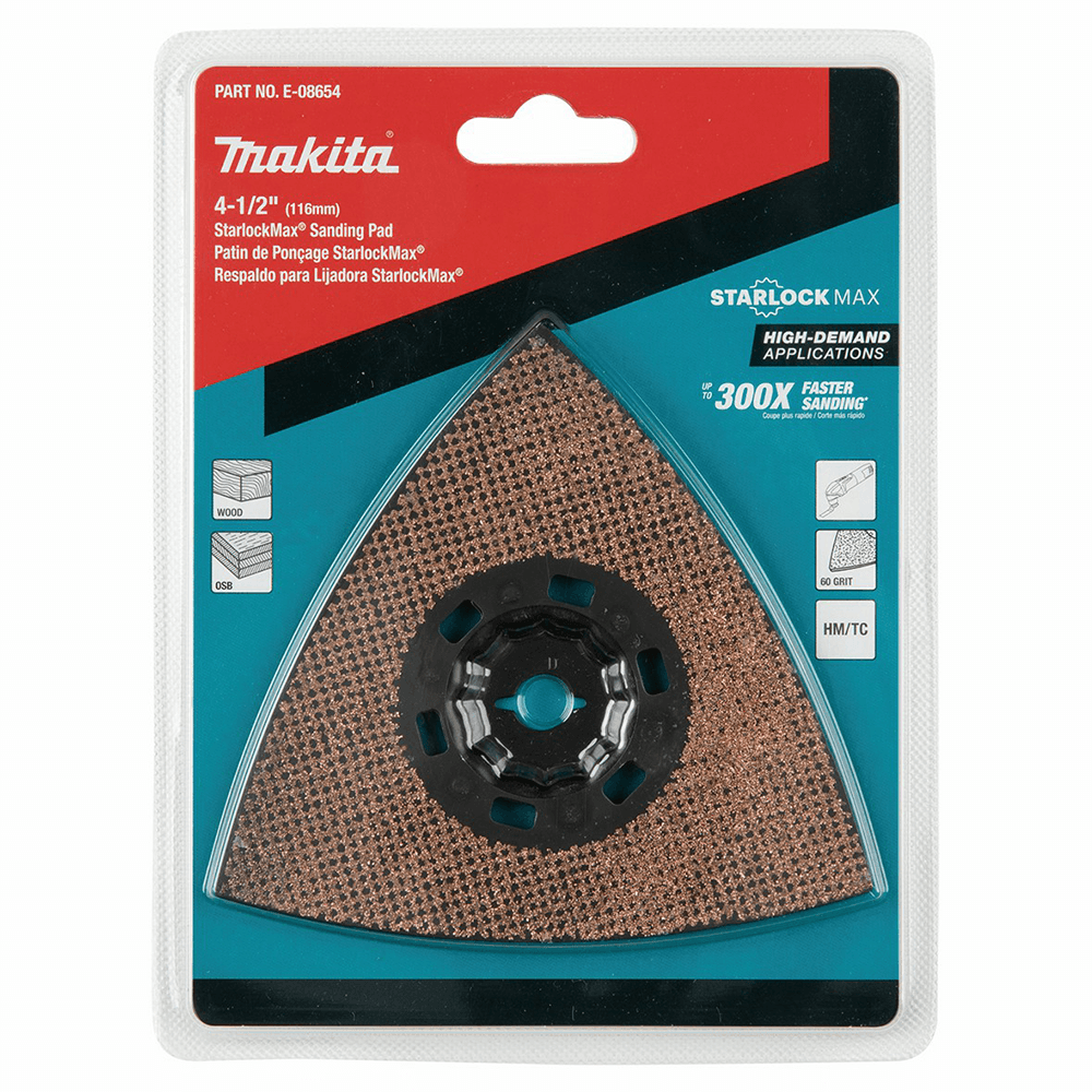 4-1/2" StarlockMax 60 Grit Oscillating Multi-Tool Tungsten Carbide Delta Triangle Sanding Pad Alt 2 - Image