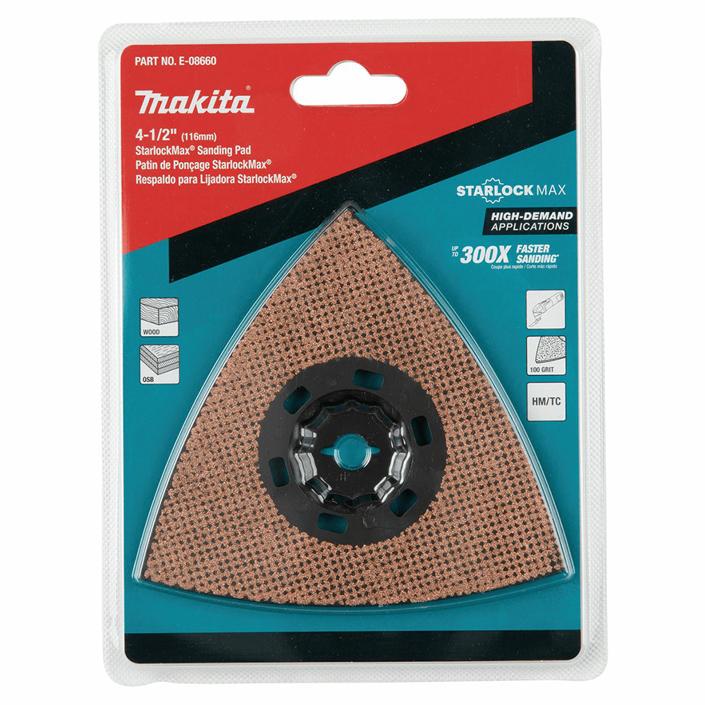 4-1/2" StarlockMax 100 Grit Oscillating Multi-Tool Tungsten Carbide Delta Triangle Sanding Pad Alt 2 - Image