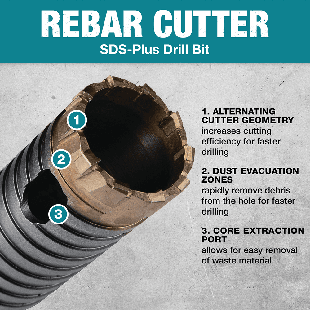 3/4" x 4" Rebar Cutter Drill Bit Head Only Alt 9 - Image