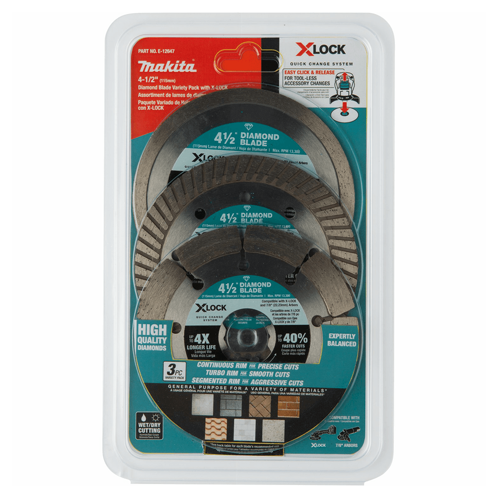 4-1/2" X-Lock 3-Piece Diamond Blade Variety Pack for Masonry Cutting Alt 4 - Image