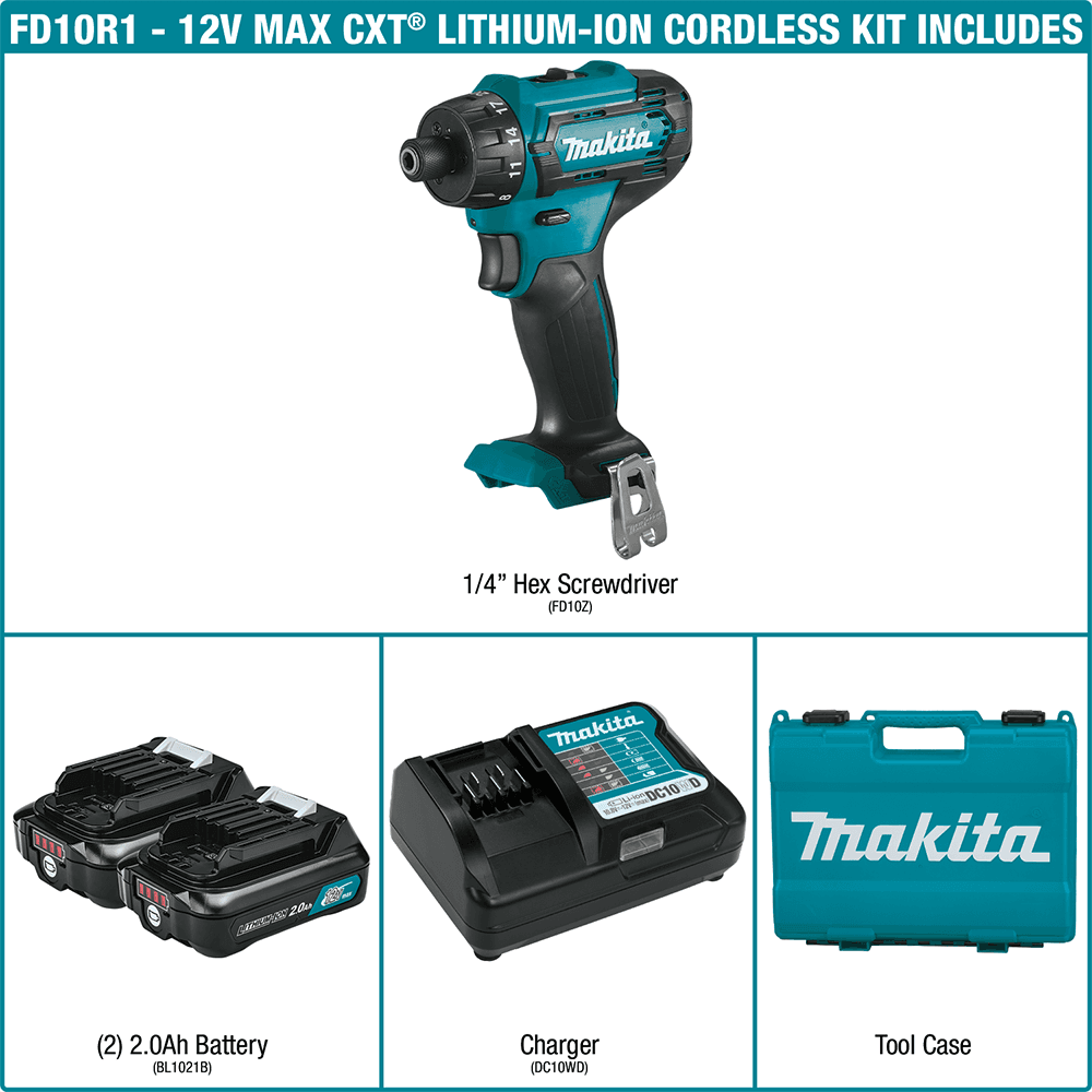 12 V max CXT Lithium-Ion Cordless 1/4" Hex Screwdriver Kit (2.0 Ah) Alt 9 - Image