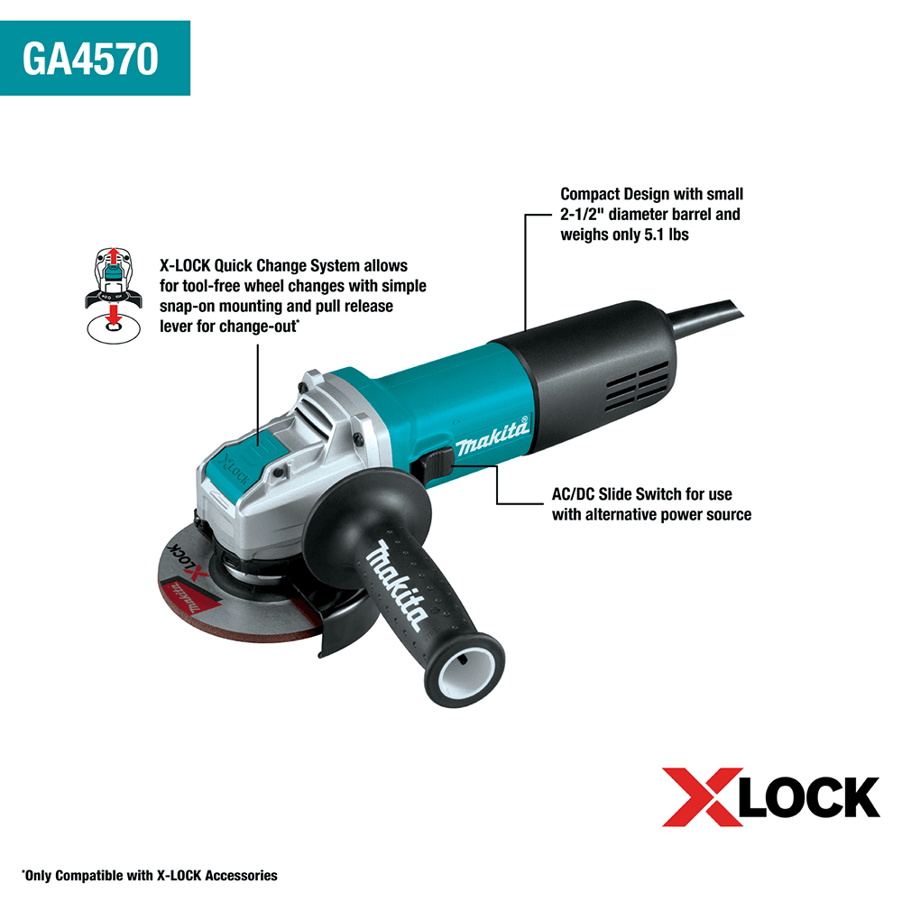 4-1/2" X-Lock Angle Grinder with AC/DC Switch Alt 1 - Image