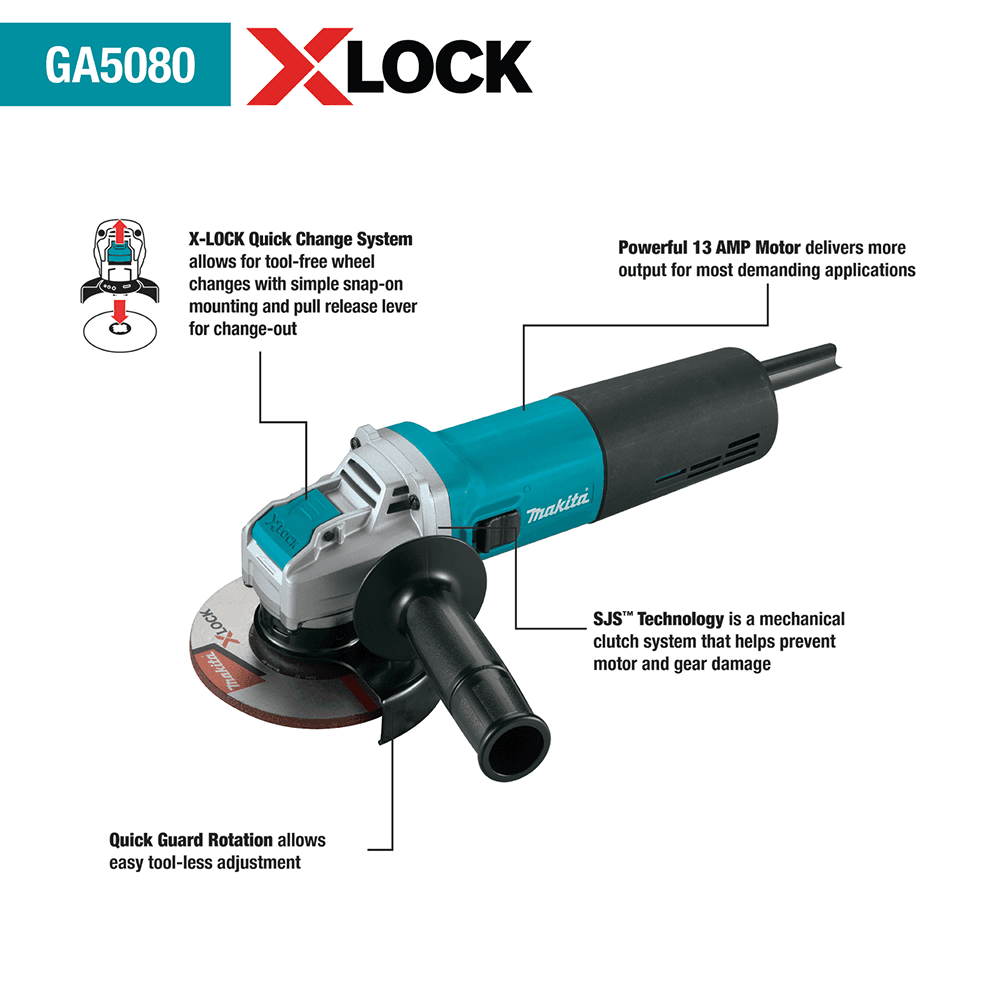 5" SJS X-LOCK High-Power Angle Grinder with SJS Alt 4 - Image