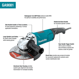 9" Angle Grinder with Lock-On Switch Alt 5 - Image