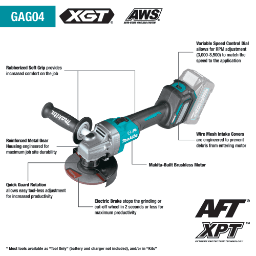 4-1/2" x 5" 40V max XGT Brushless Cordless Angle Grinder Kit with Electric Brake, AWS Capable (4.0Ah) Alt 5 - Image