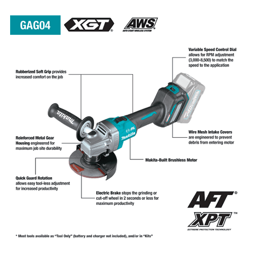 4-1/2" x 5" 40V max XGT Brushless Cordless Angle Grinder Kit with Electric Brake, AWS Capable Tool Only Alt 1 - Image