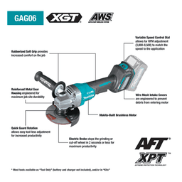 4-1/2" x 5" 40V max XGT Brushless Cordless Paddle Switch Angle Grinder Kit with Electric Brake, AWS Capable (4.0Ah) Alt 12 - Image