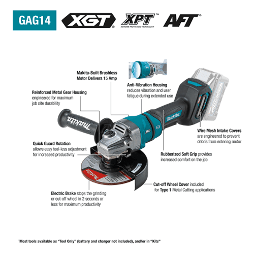 4-1/2" x 6" 40V max XGT Brushless Cordless Paddle Switch Angle Grinder Kit with Electric Brake (4.0Ah) Alt 2 - Image