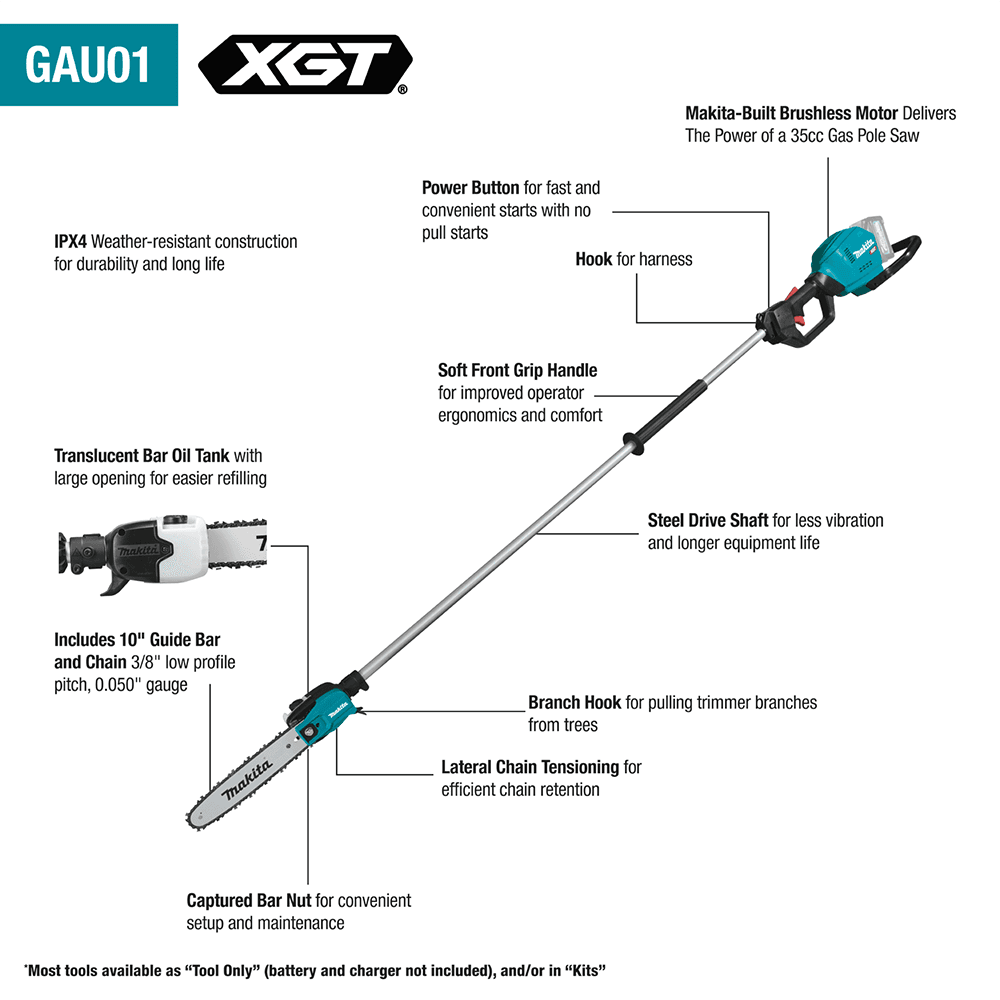 40V max XGT Brushless Cordless 10" Pole Saw Kit, 8' Length (4.0Ah) Alt 13 - Image