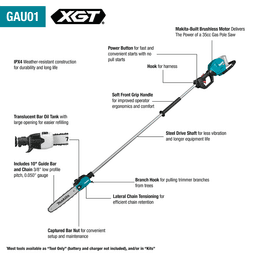 40V max XGT Brushless Cordless 10" Pole Saw Kit, 8' Length (4.0Ah) Alt 13 - Image