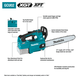 40V Max XGT Brushless Cordless (5.0Ah) 14" Top Handle Chain Saw Kit Alt 2 - Image