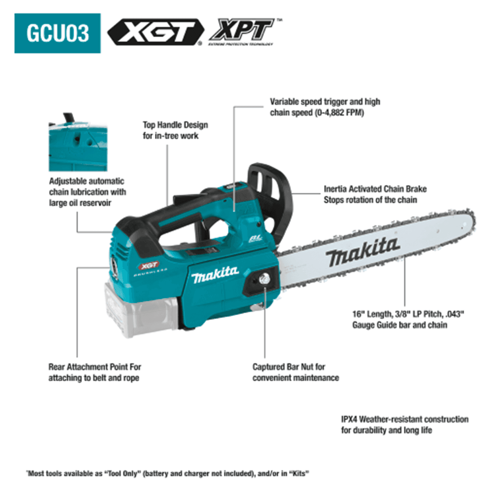 40V Max XGT Brushless Cordless 16" Top Handle Chain Saw Tool Only Alt 2 - Image