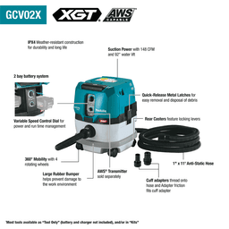 40V max XGT 2.1 Gallon Brushless Cordless HEPA Filter Dry Dust Extractor Kit with AWS Capable (4.0Ah) Alt 7 - Image