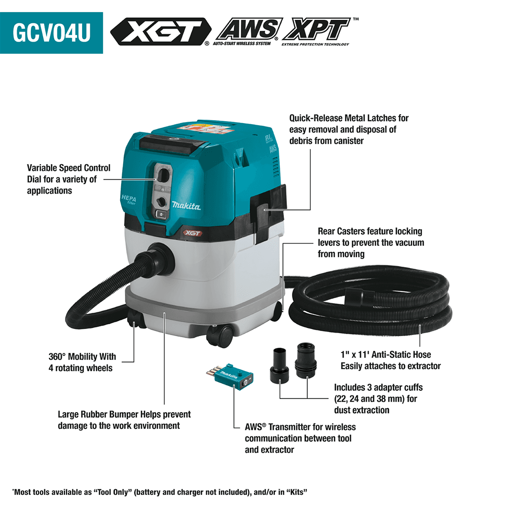 40V max XGT 4 Gallon Brushless Cordless HEPA Filter Dry Dust Extractor Kit with AWS (4.0Ah) Alt 5 - Image