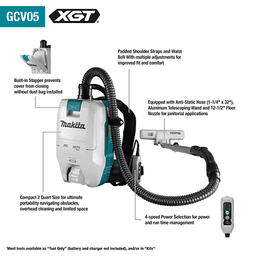 40V Max XGT Brushless Cordless 2 Quart HEPA Filter Dry Backpack Vacuum Kit Alt 6 - Image